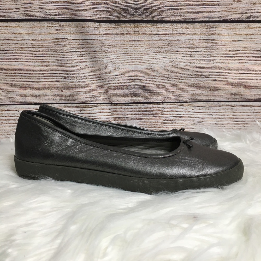 EILEEN FISHER silver metallic platform ballet flat